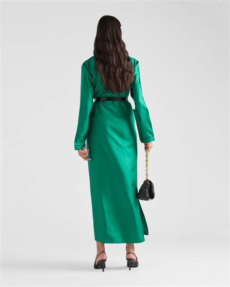 prada metallic green dress|Emerald Green Long twill dress .